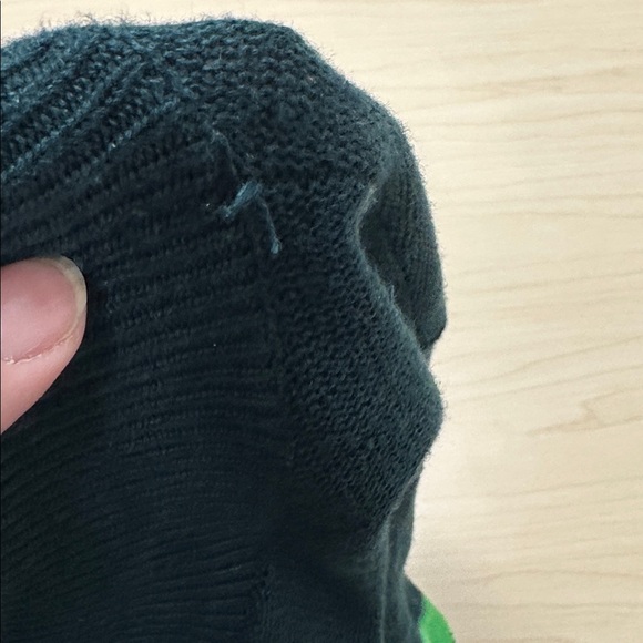 Free People dark green short sleeve sweater, green and blue stripe, size Small - Picture 9 of 9